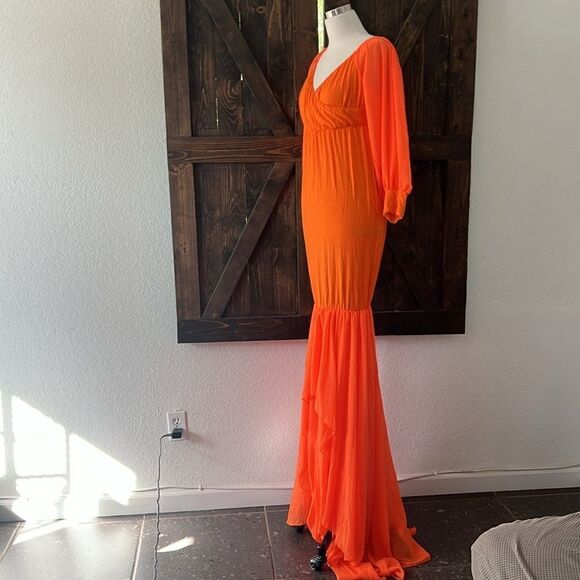 Off Shoulder Maternity Dress Elegant Fit V Neck Chiffon Long Gown Photography - Picture 10 of 12